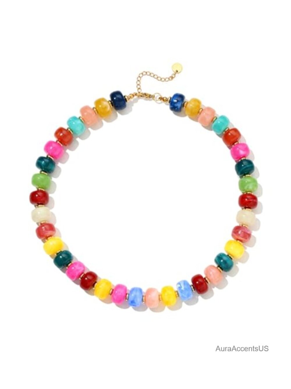 Chunky Beaded Choker Necklace Boho Statement Handmade Resin
